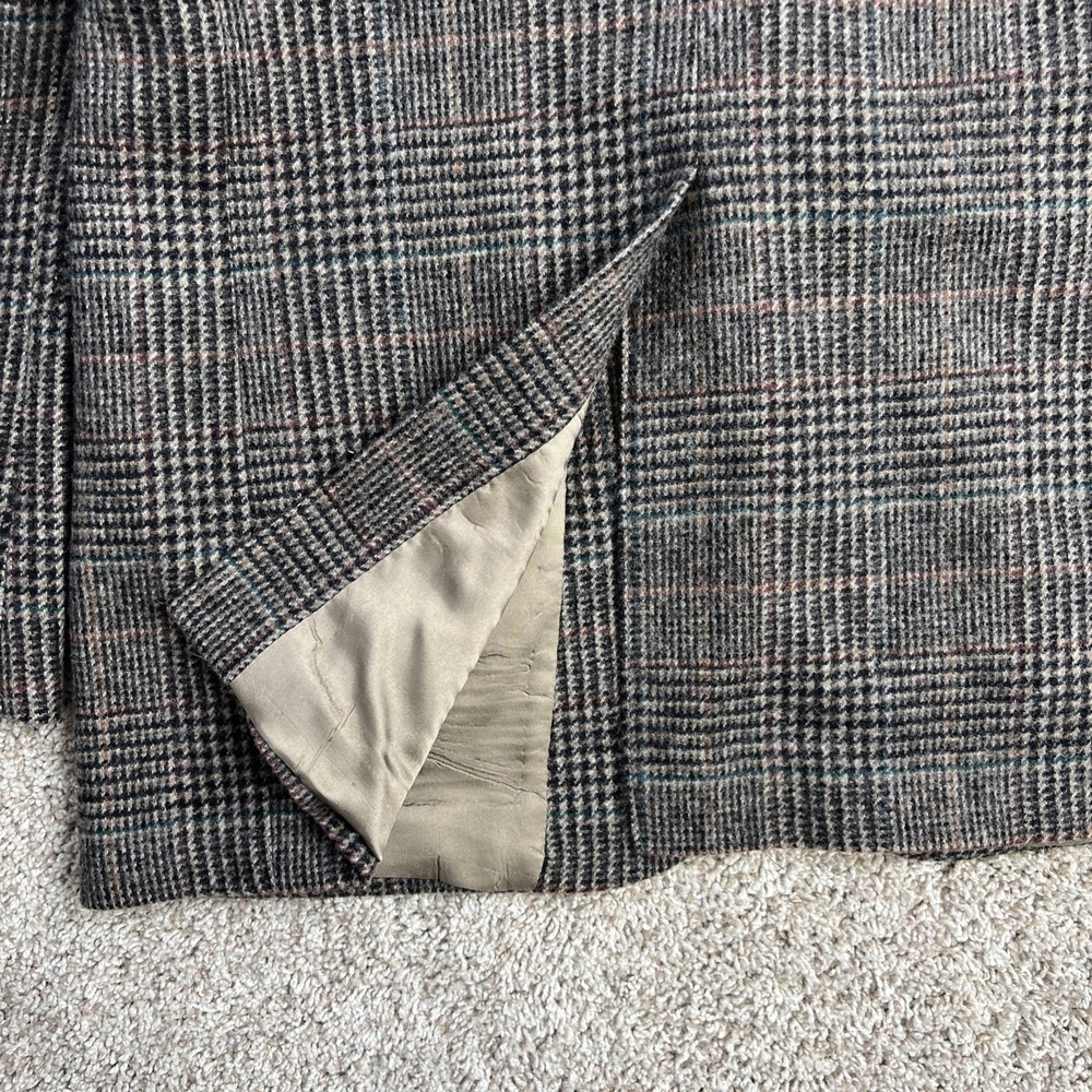 Vintage Hunt Valley Mens 42L Tweed Blazer Glen Check Wool USA Black Multicolored - Picture 7 of 13